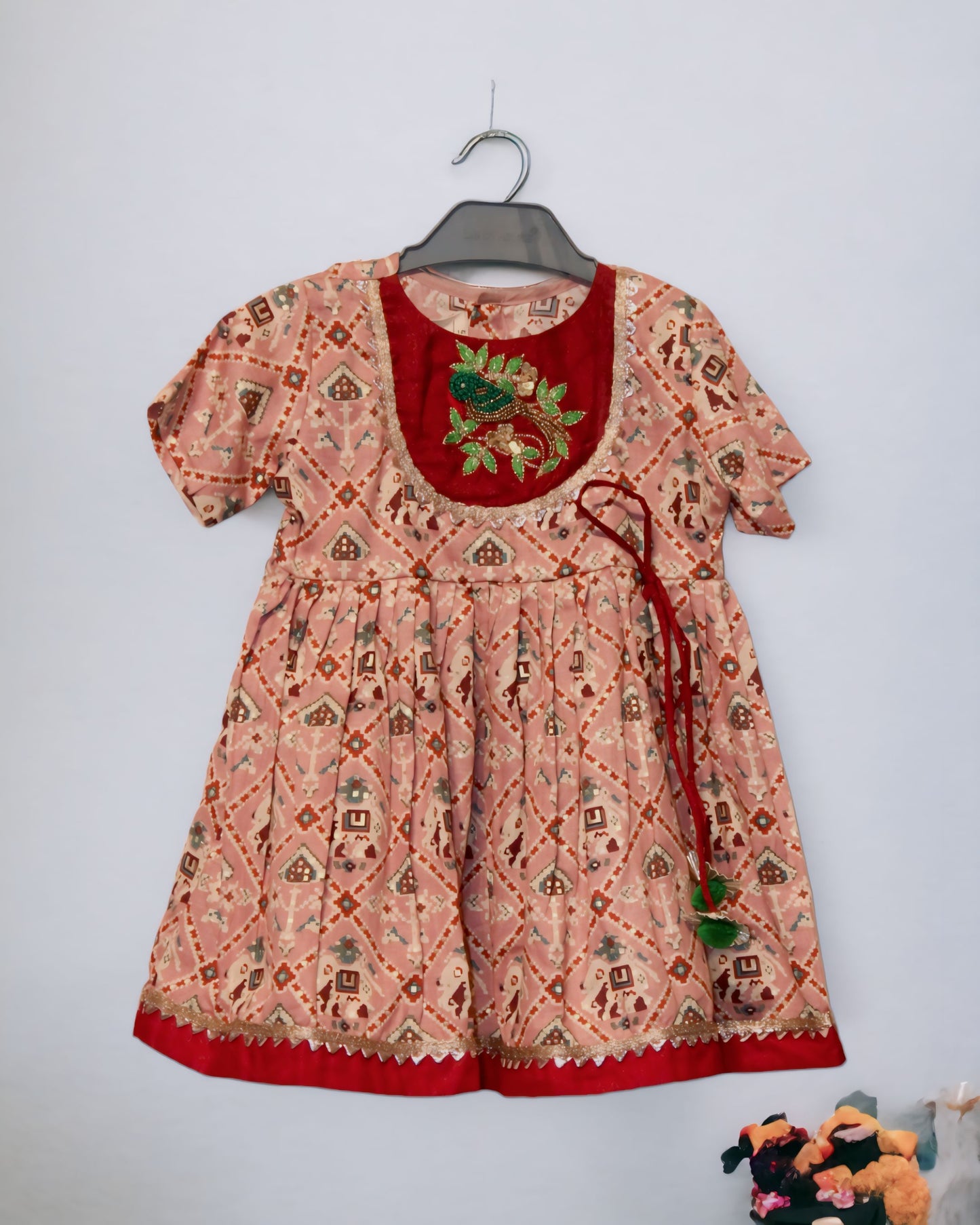 GIRLS PATOLA BIRD EMBROIDERED DRESS