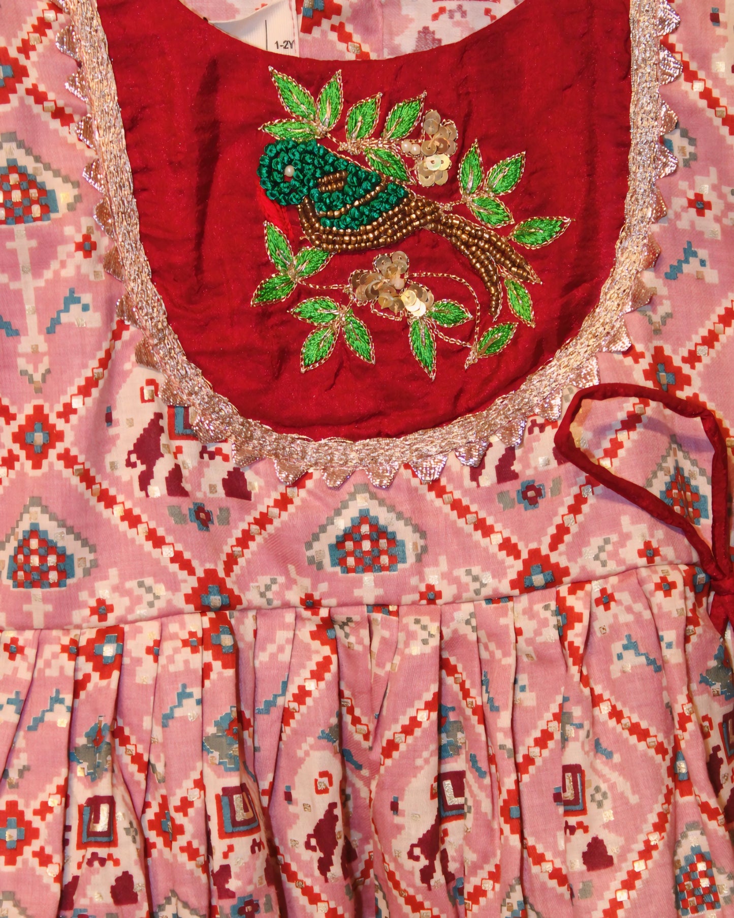 GIRLS PATOLA BIRD EMBROIDERED DRESS