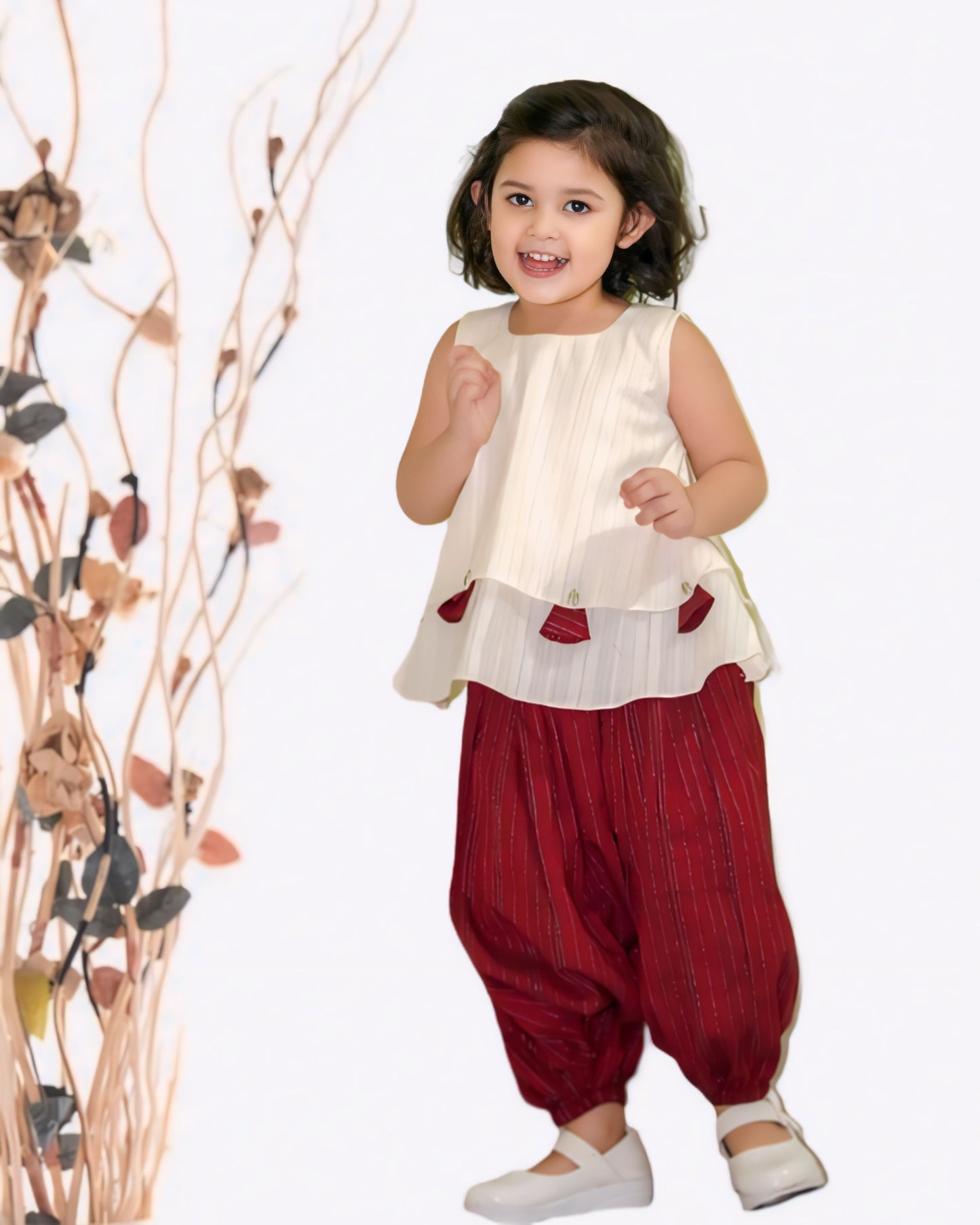 Girls:Flared Top With Harem Pant
