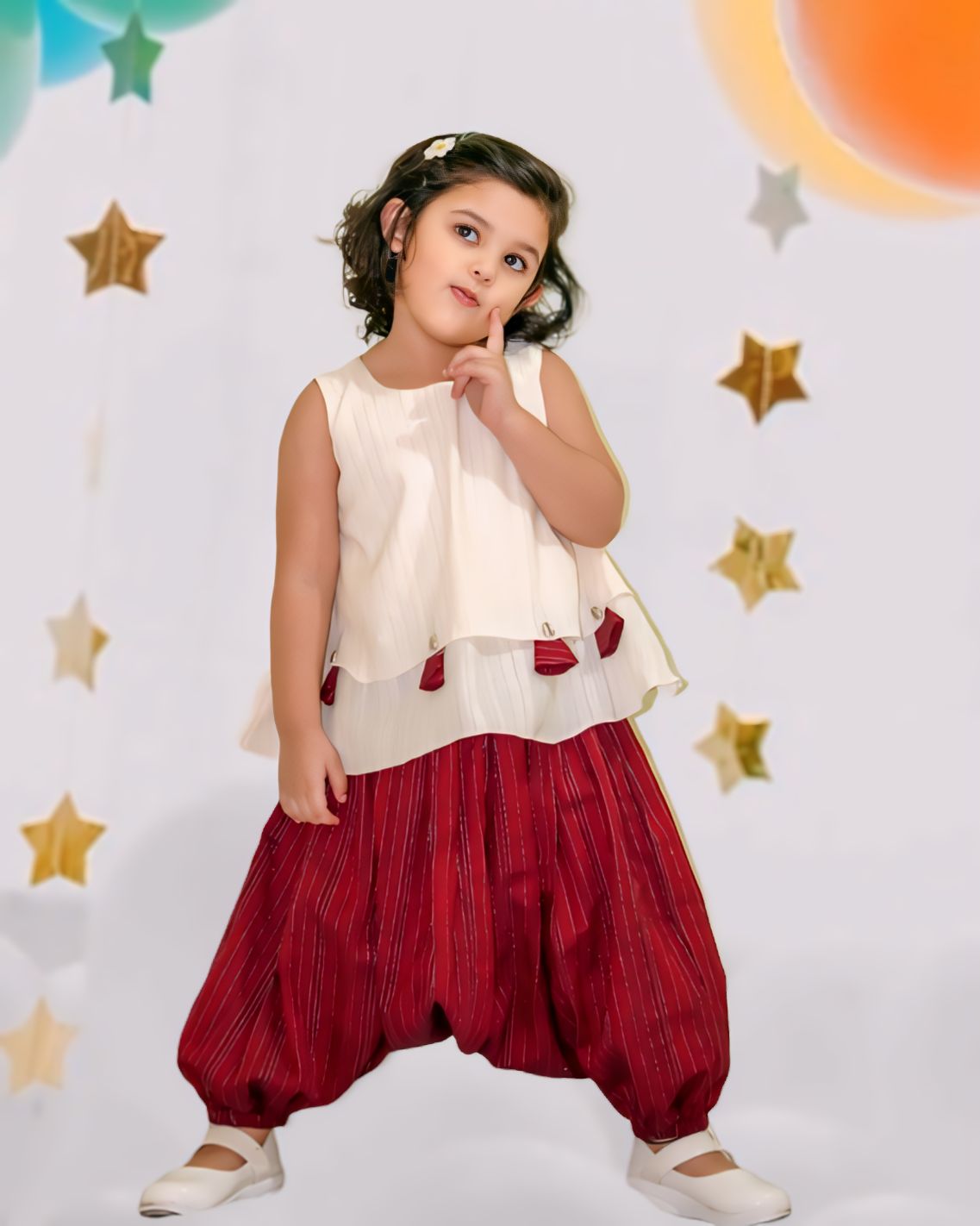 Girls:Flared Top With Harem Pant