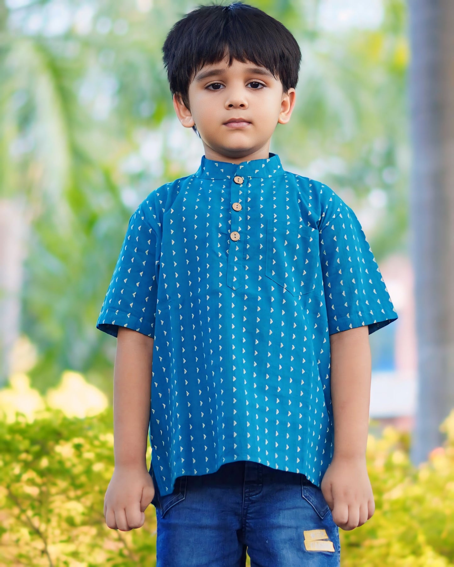 Boys Cotton Woven short kurta Shirt