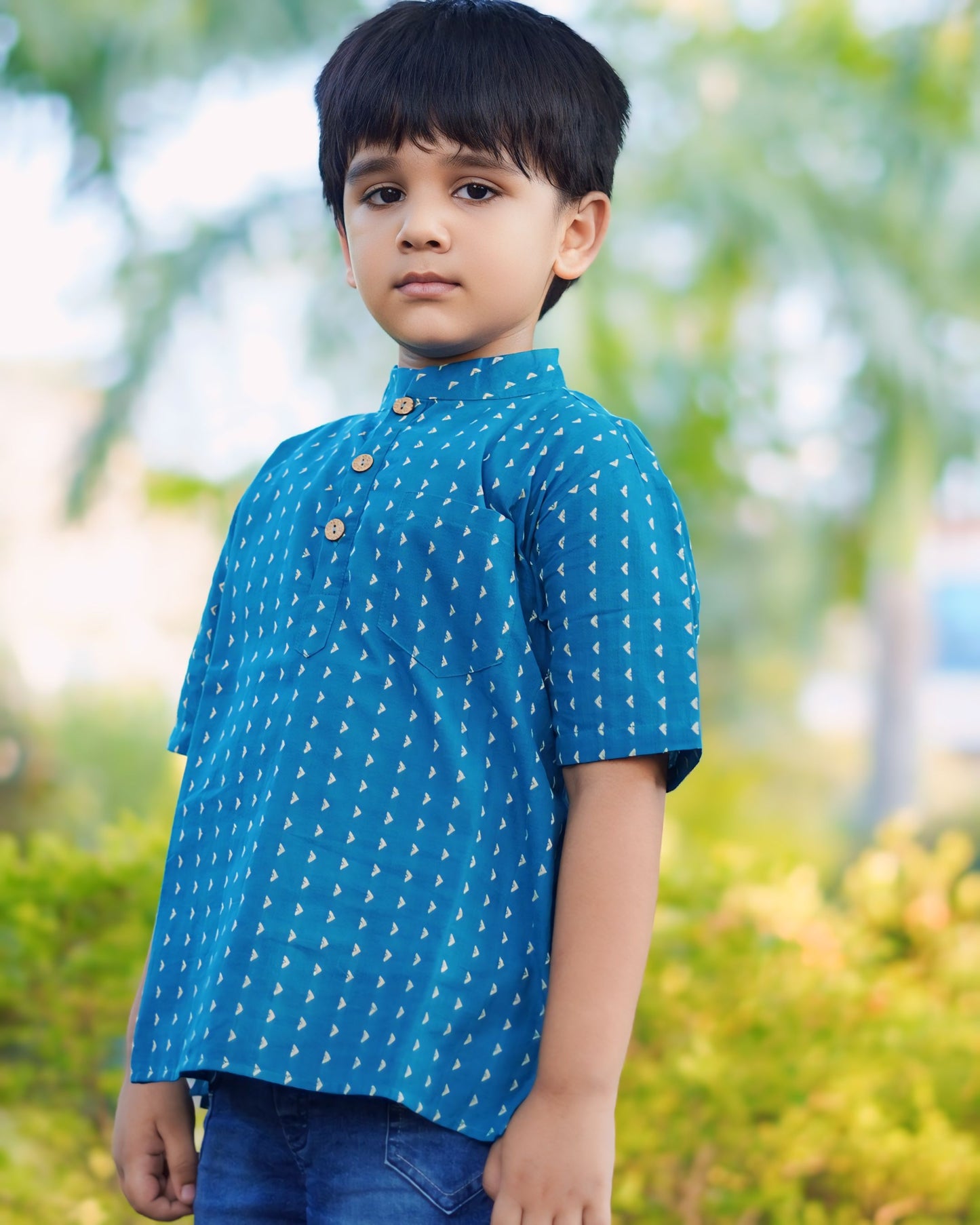 Boys Cotton Woven short kurta Shirt