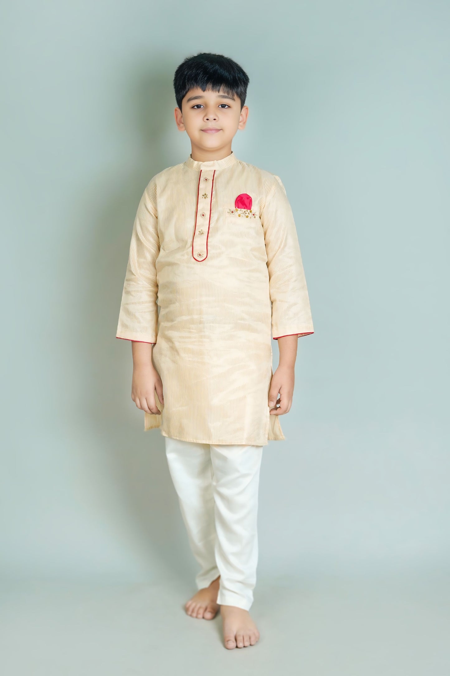 Boys Off-White Opulence Kurta Set
