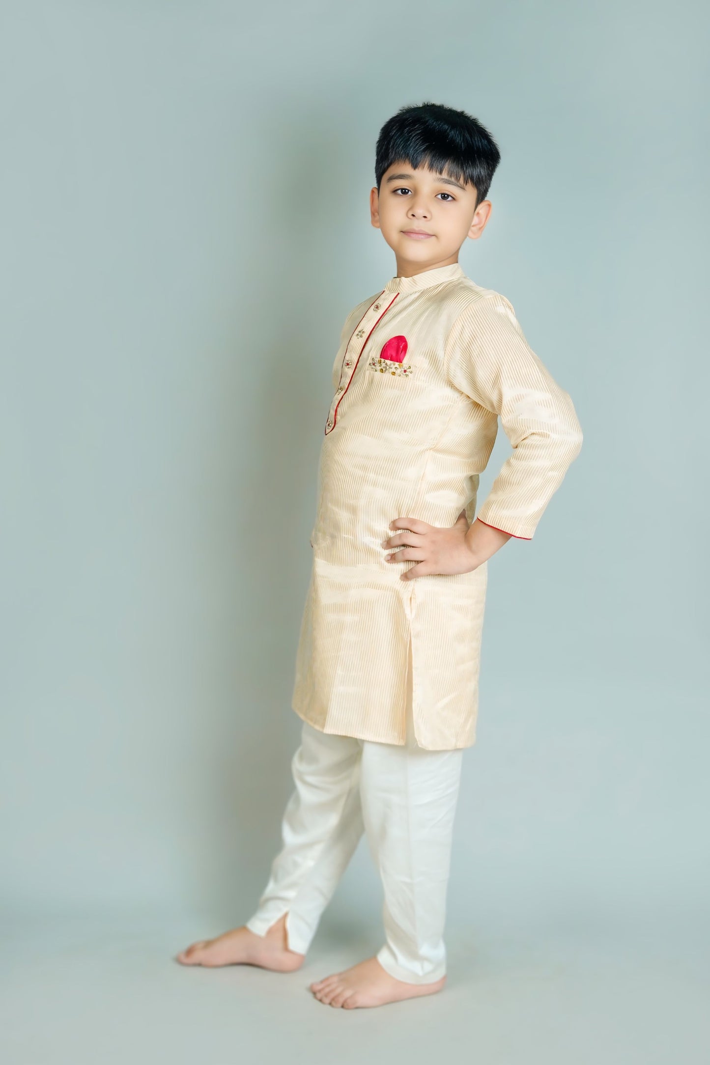 Boys Off-White Opulence Kurta Set
