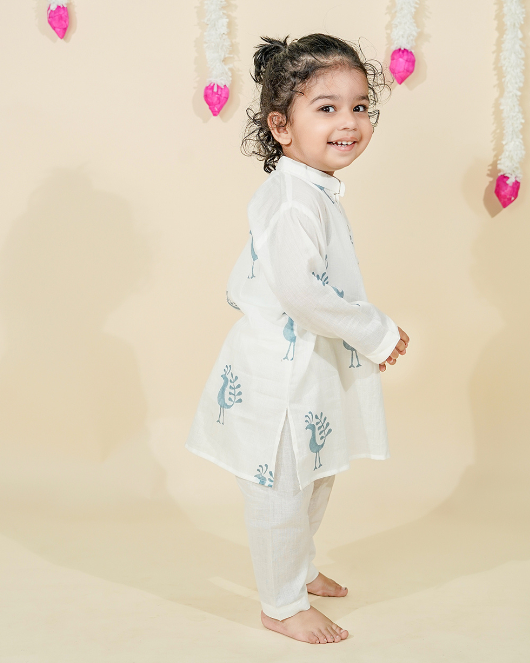 Peacock Pride Cotton Kurta Set for Baby Boy