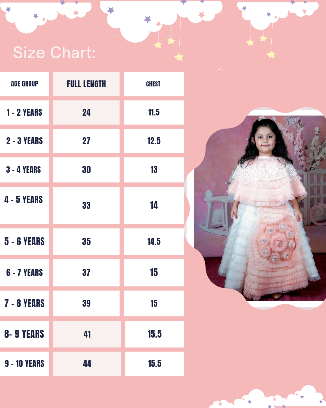 Girls Partywear Peach And White Cape Gown