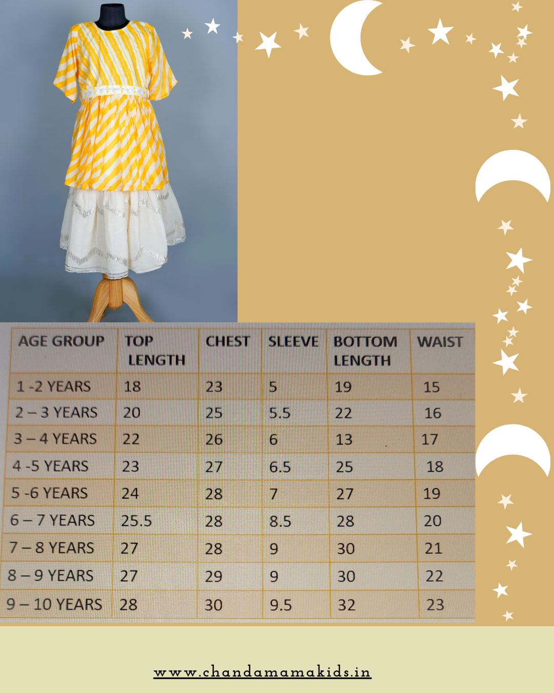 Girls Yellow Leheriya Peplum Muslin Kurta with sharara
