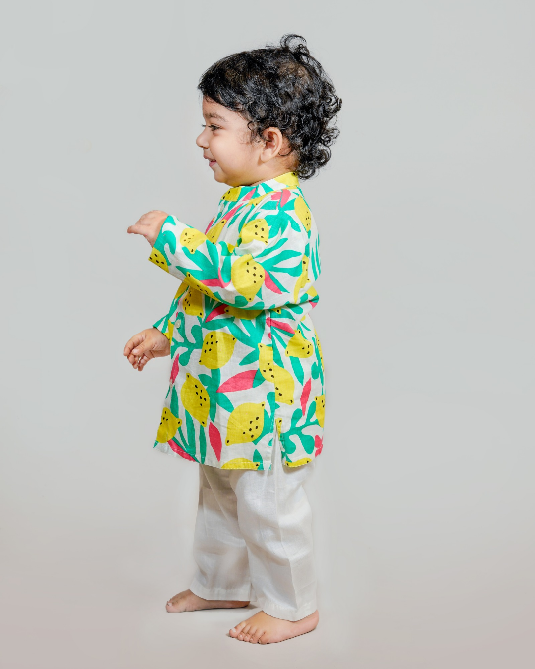 Boys Fruit Print Cotton Kurta Set