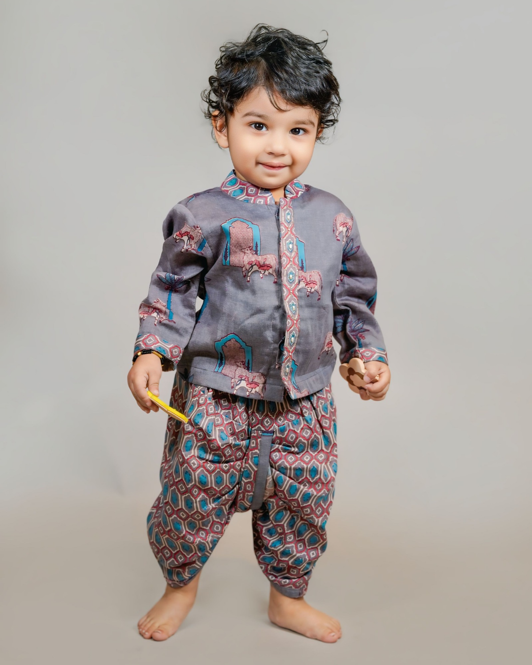 Baby Boy Shyaam Varna Krishna Cow Dhoti Kurta Set