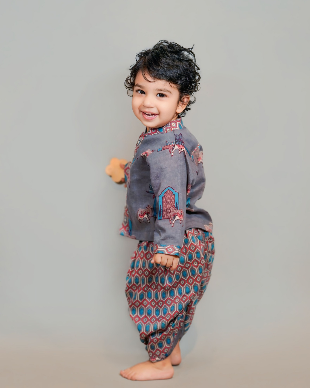 Baby Boy Shyaam Varna Krishna Cow Dhoti Kurta Set