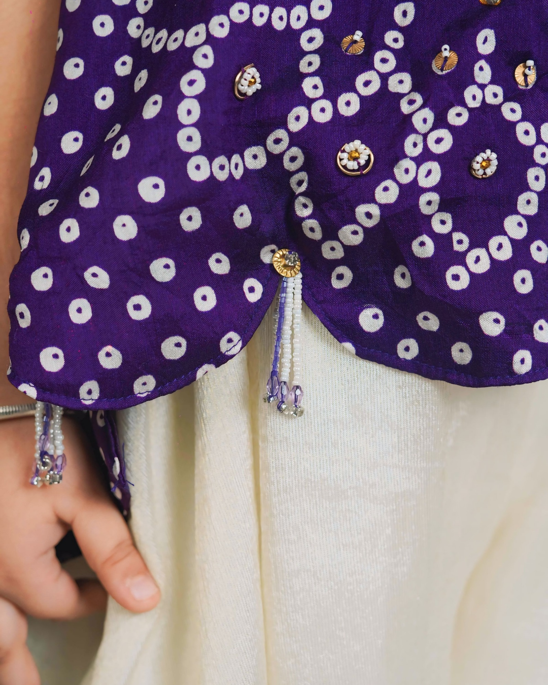 Girls Asymmetric Bandhani Top With Palazzo Set