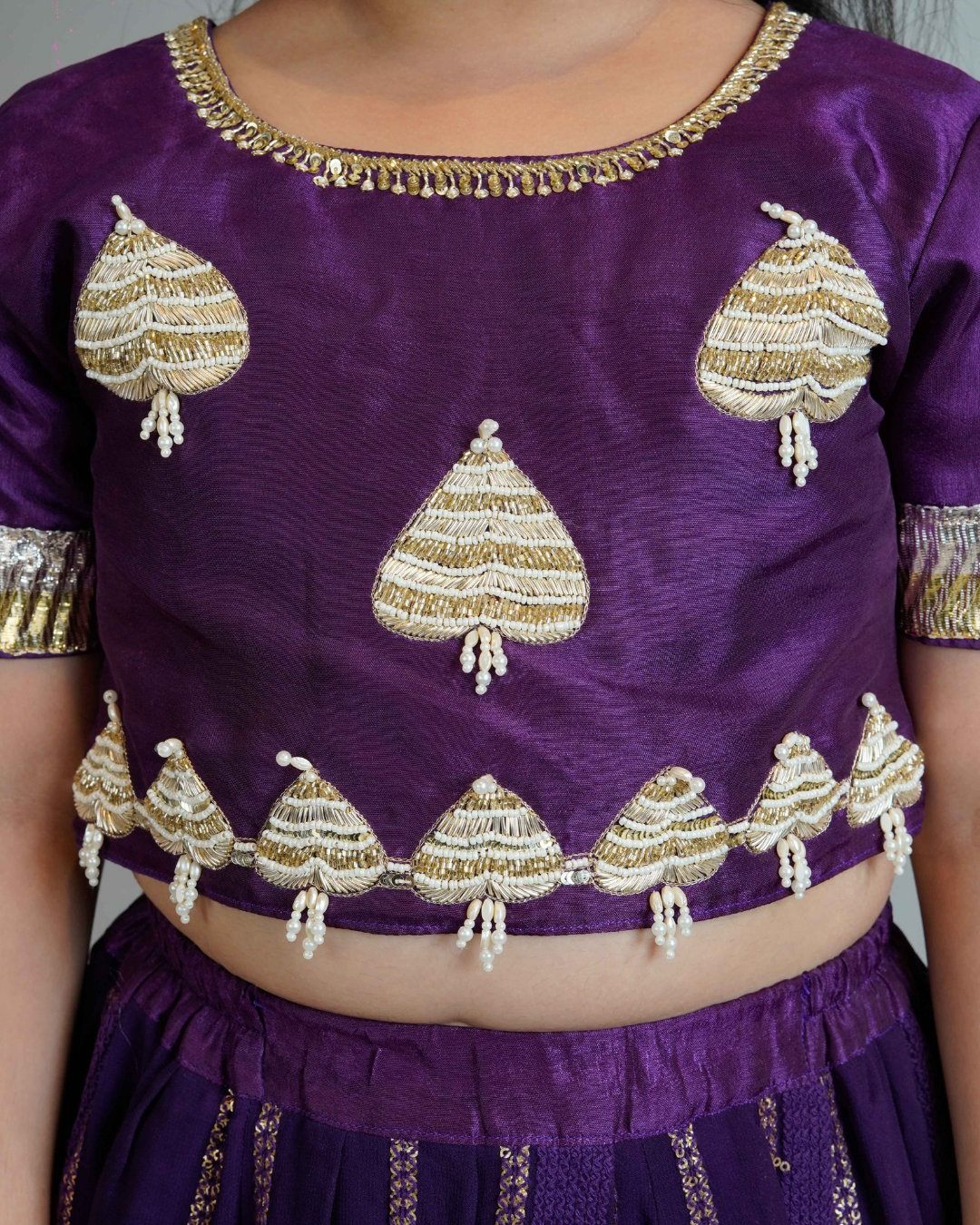 Girls Dark Purple Lehenga Set