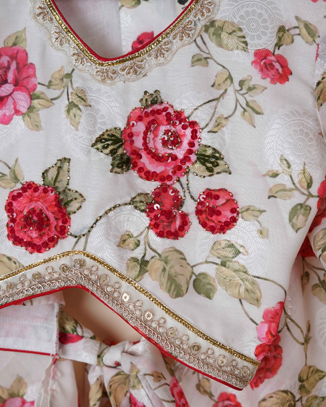 Little Blossom – Floral Muslin Lehenga Set for Girls