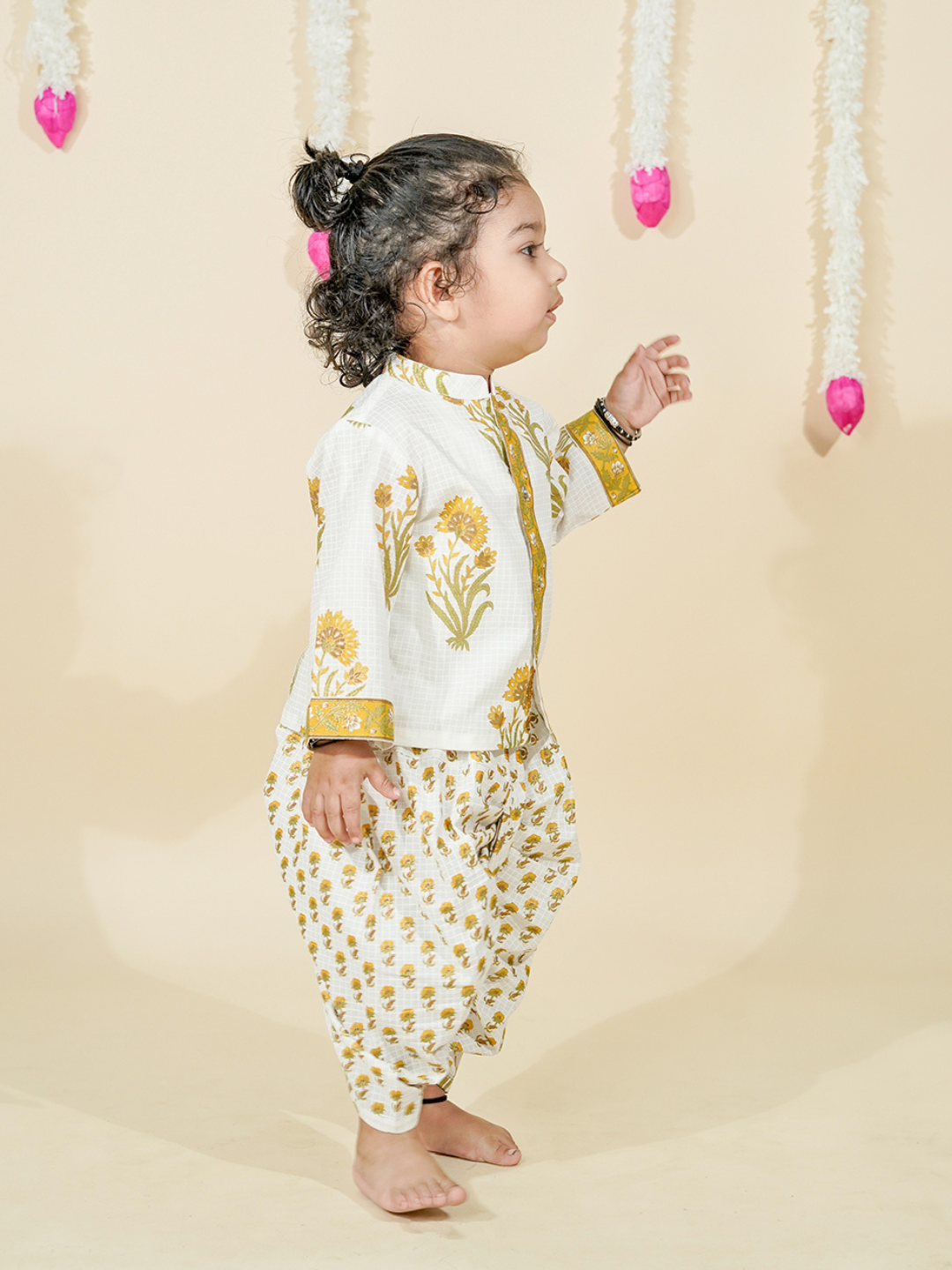 Golden Petals – Festive Kurta Dhoti Ensemble