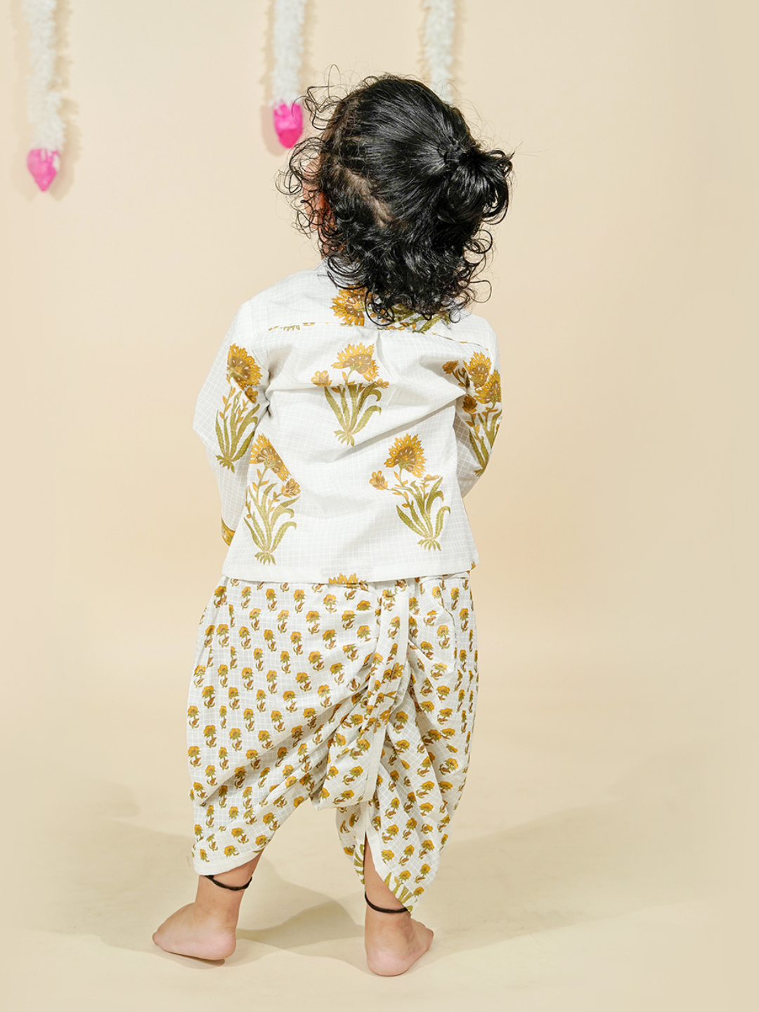 Golden Petals – Festive Kurta Dhoti Ensemble