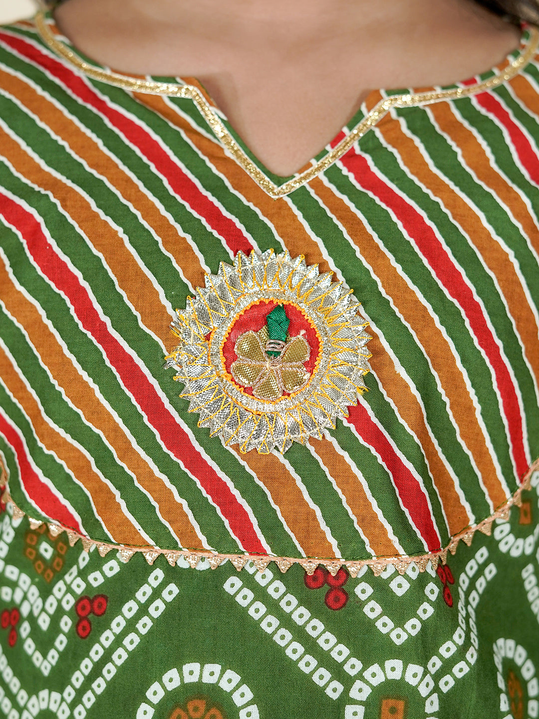 Festive Style – Bandhani Kurti With Leheriya Lehenga And Dupatta Set for Girls