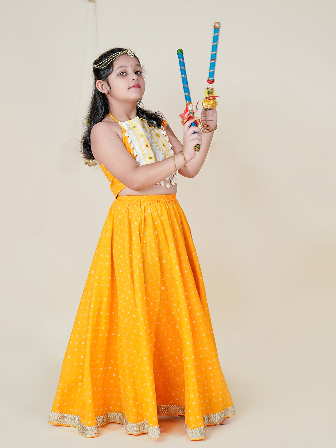 Dandiya Nights – Navratri Lehenga Choli in Mustard Yellow