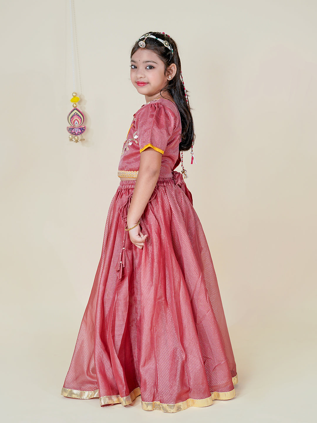 Royal Rose – Kids Silk Lehenga Choli with Dupatta
