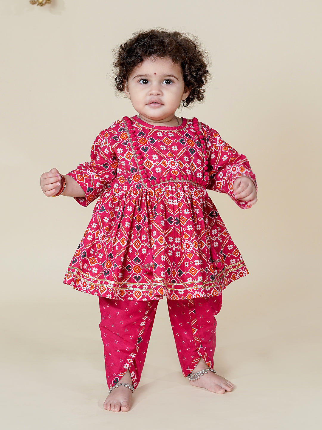 Rajkumari Vibes – Patola Kurta with Dhoti Pant Set for Baby Girls