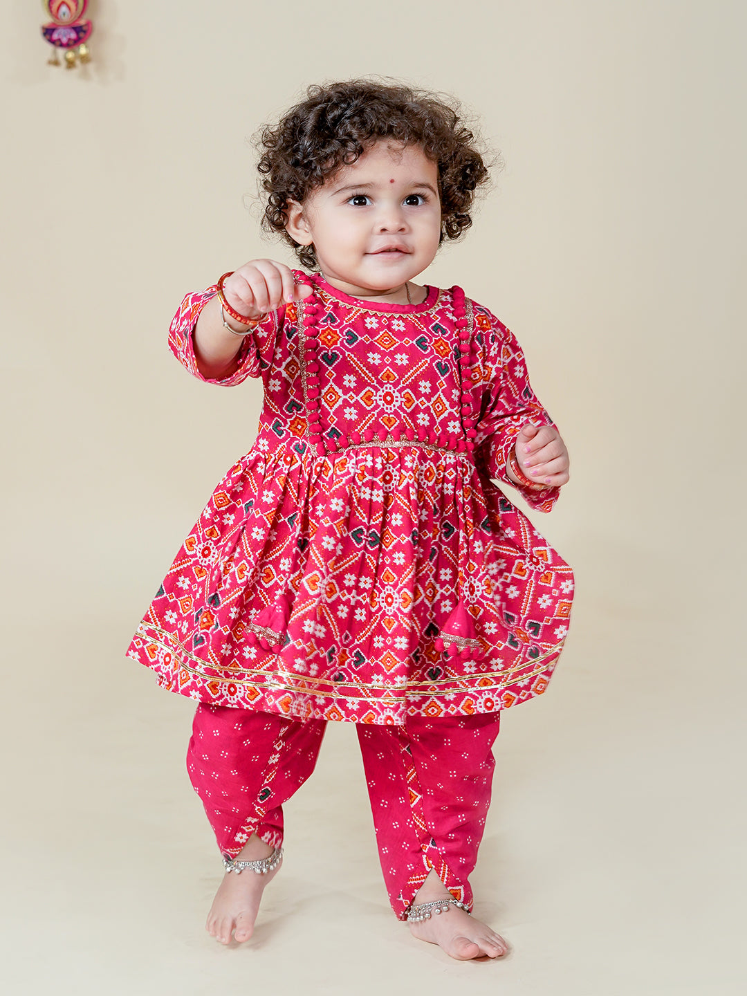 Rajkumari Vibes – Patola Kurta with Dhoti Pant Set for Baby Girls