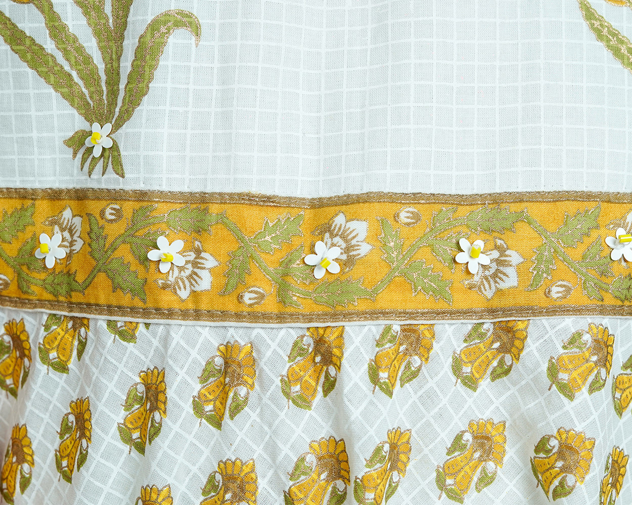 Girls Mustard Floral kurta With Pant And Dupatta