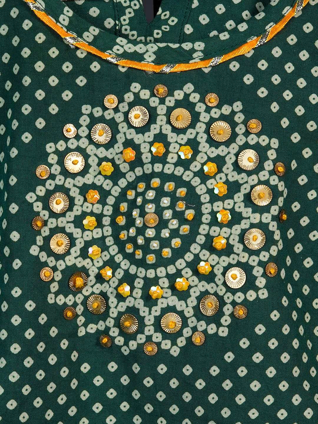 Green Bandhani Asymmetric Top & Palazzo