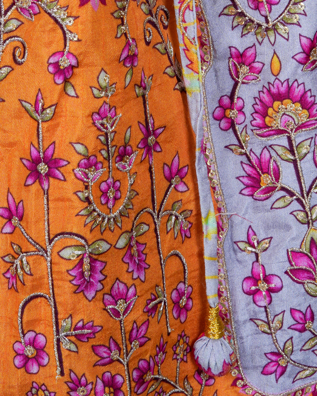 Heavy Embroidered Pure Moonga Silk Lehenga Top And Dupatta