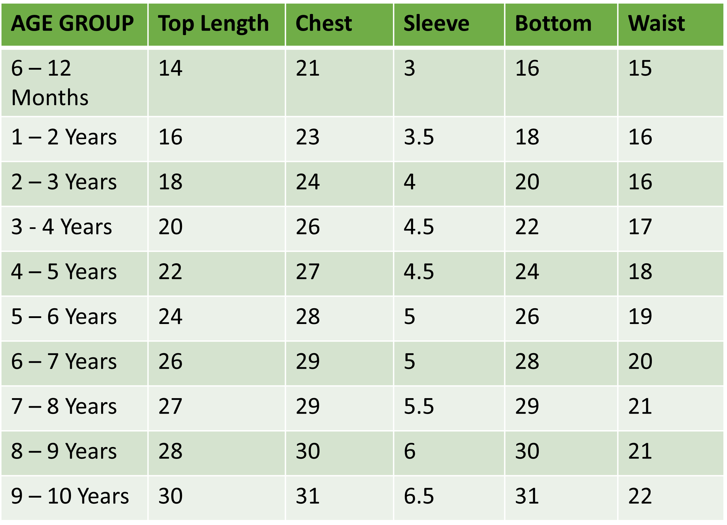 Size Chart