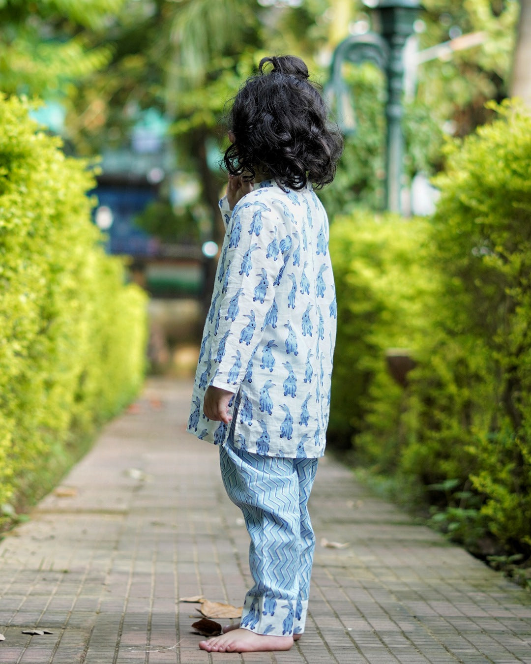 Boys and Girls Rabbit Print Kurta Set