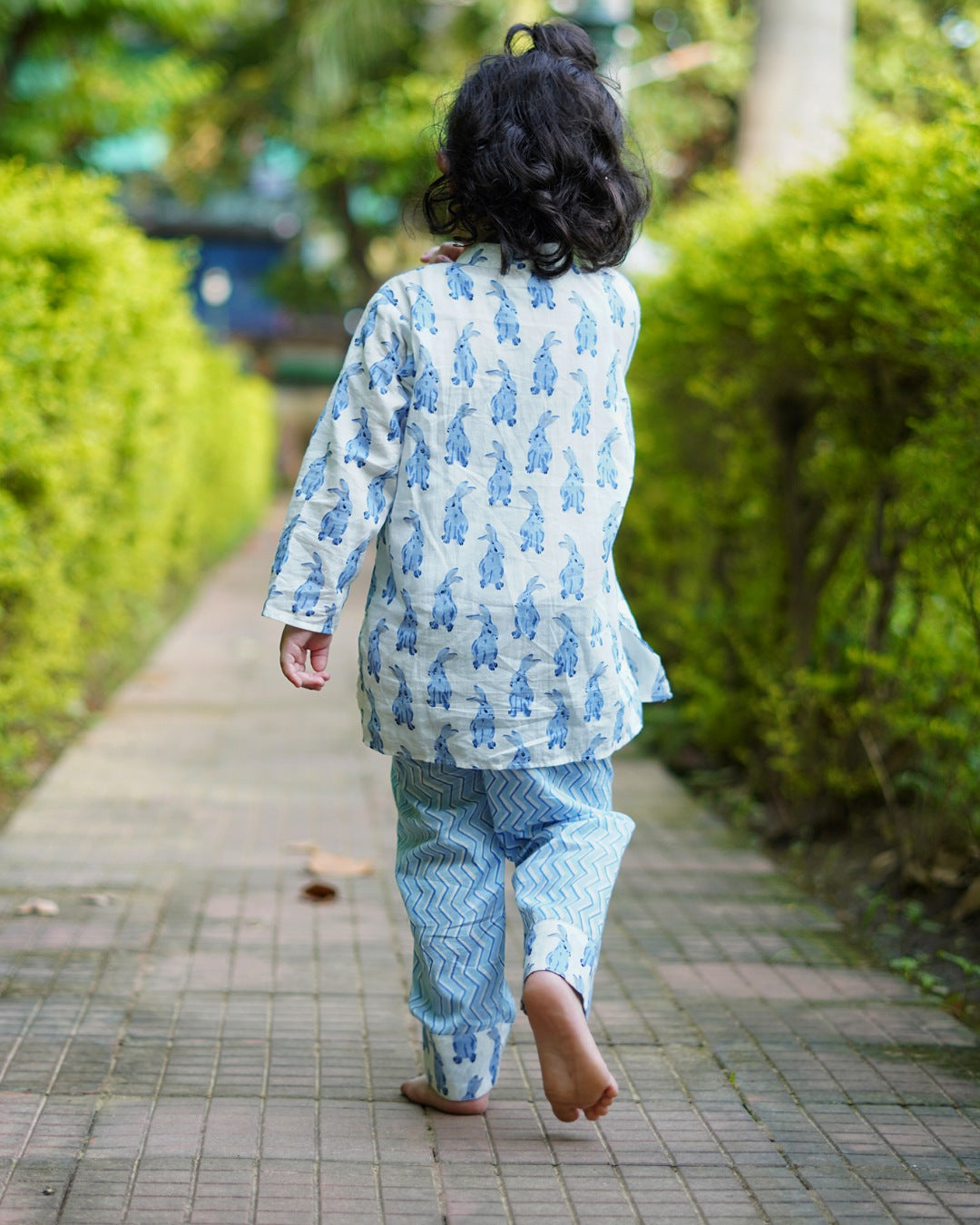 Boys and Girls Rabbit Print Kurta Set