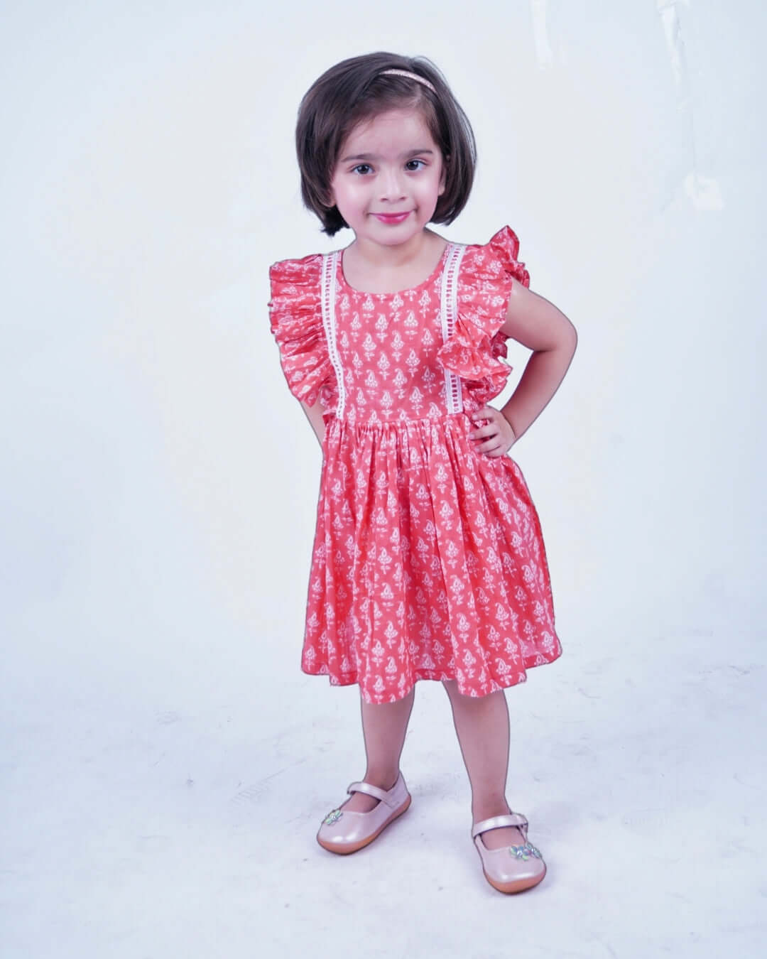 Baby Girl Peach Floral Print Dress