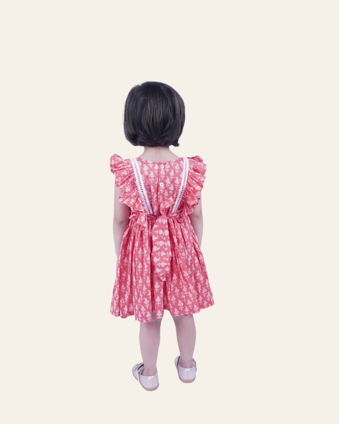 Baby Girl Peach Floral Print Dress