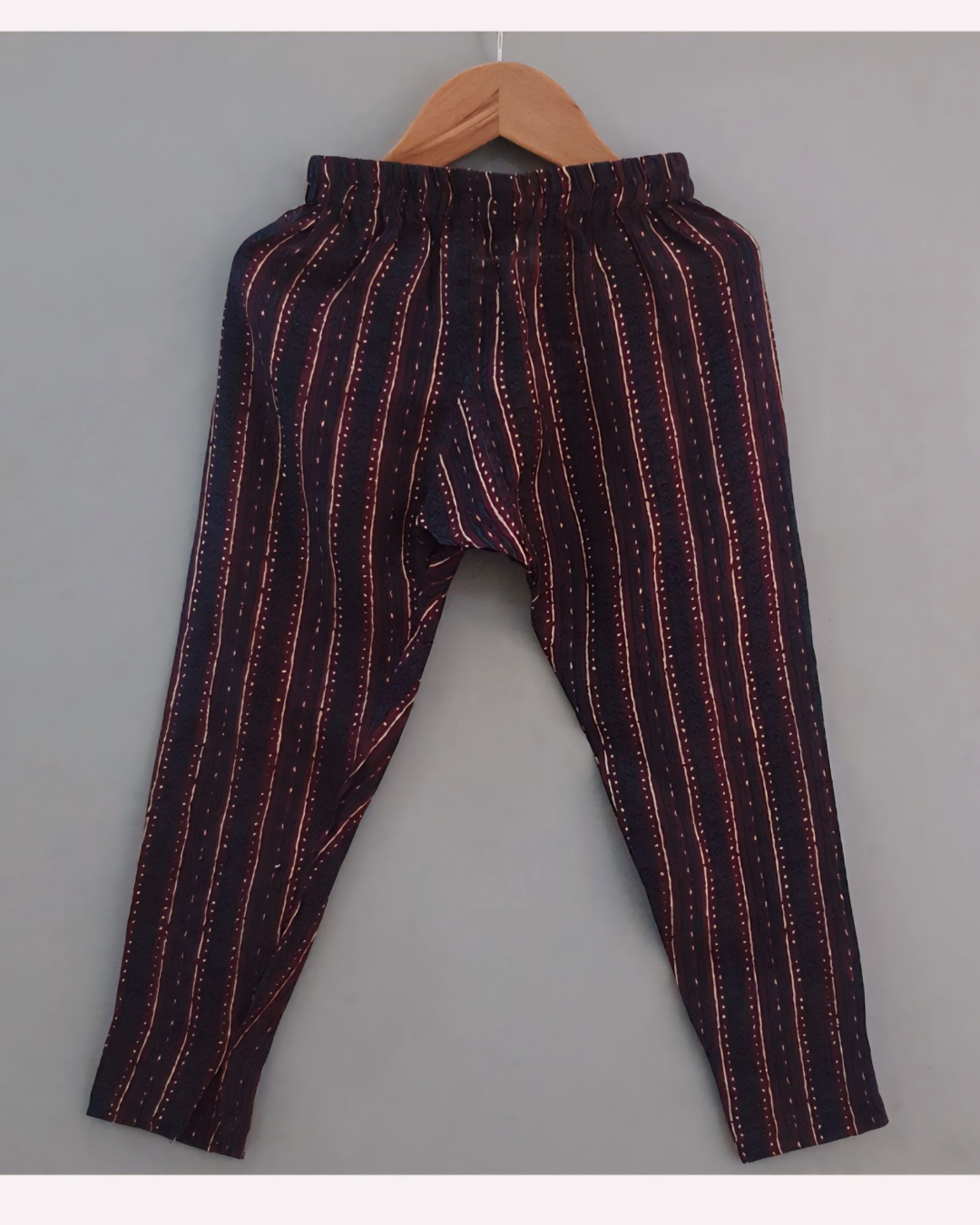 Boys Hand Embroidered Mauve Kurta with Churidar Pant