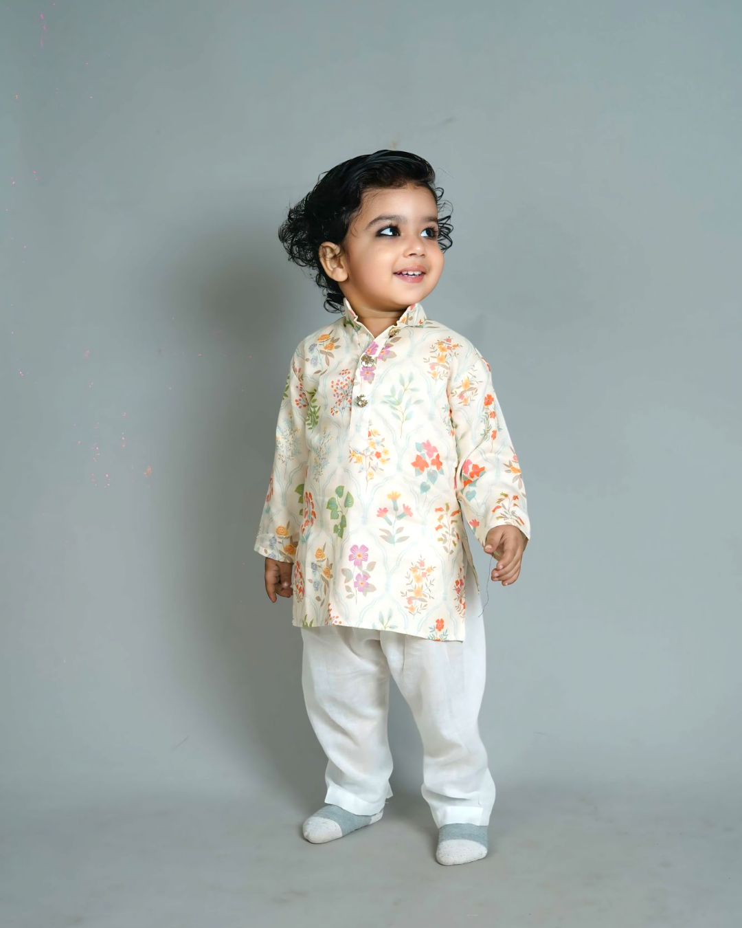 Baby Boy Muslin Floral Kurta Pyjama Set