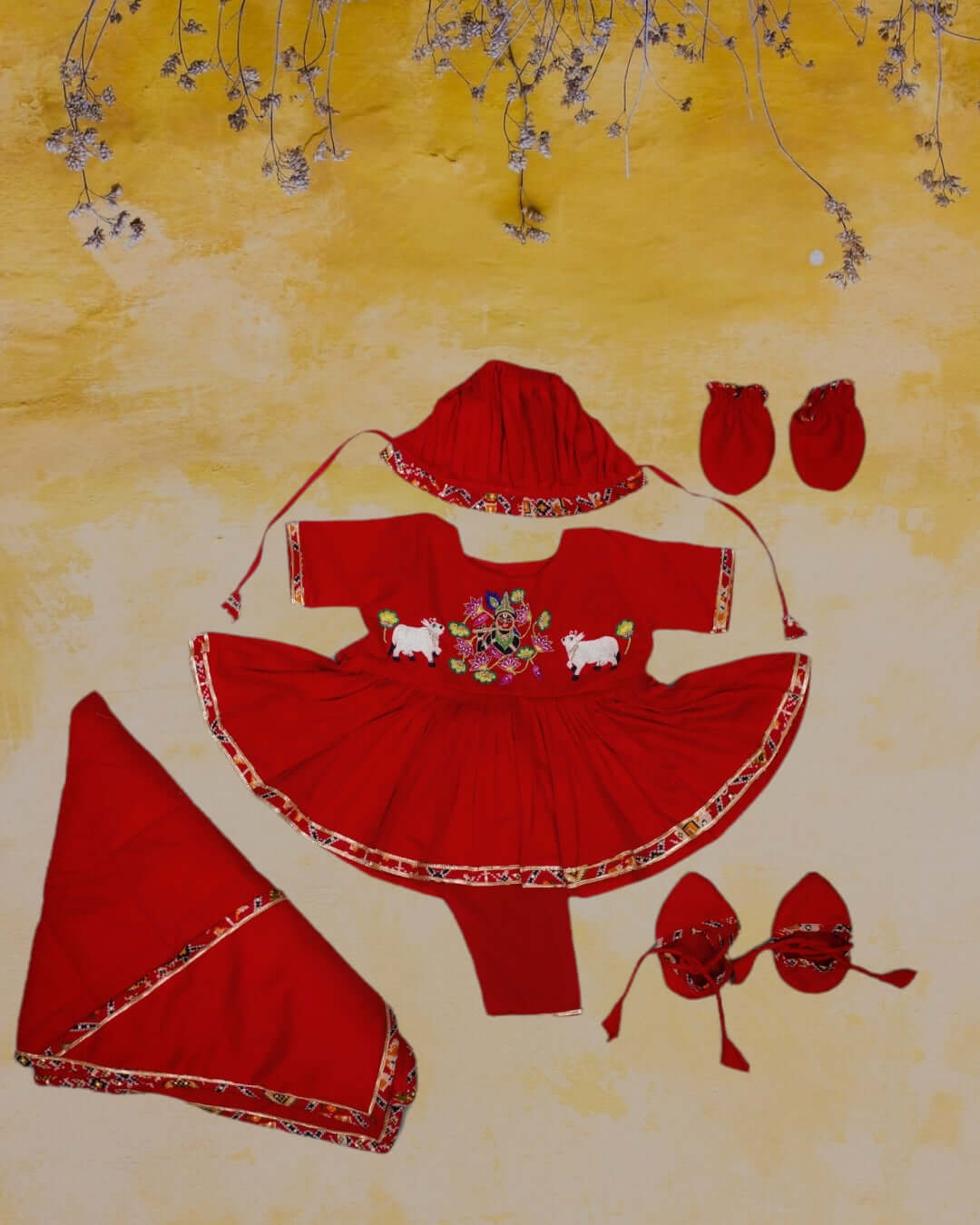 Red patola Jamna Sets for New Born Baby Girl