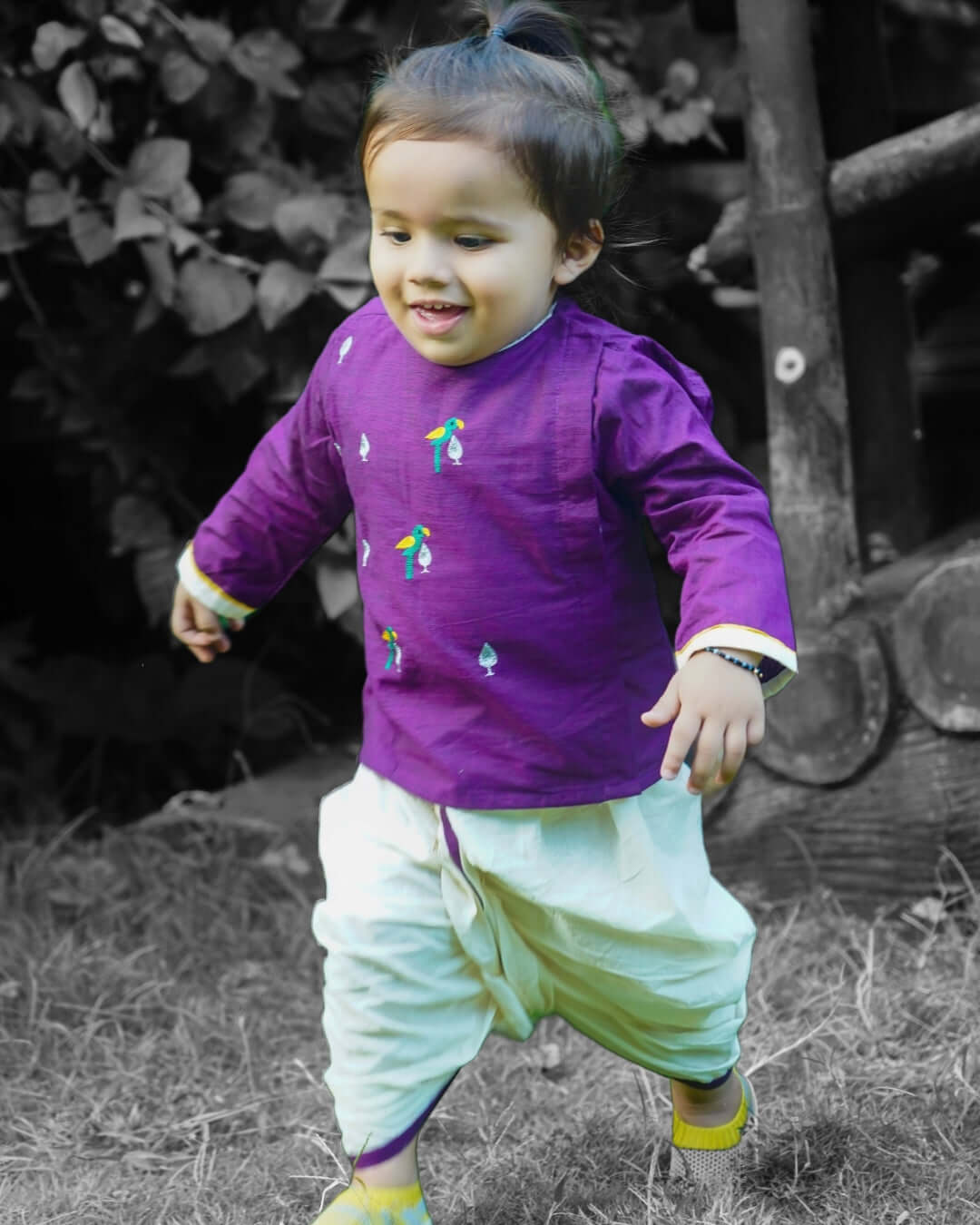 Bird Embroidery Dhoti Kurta Set For Baby Boy