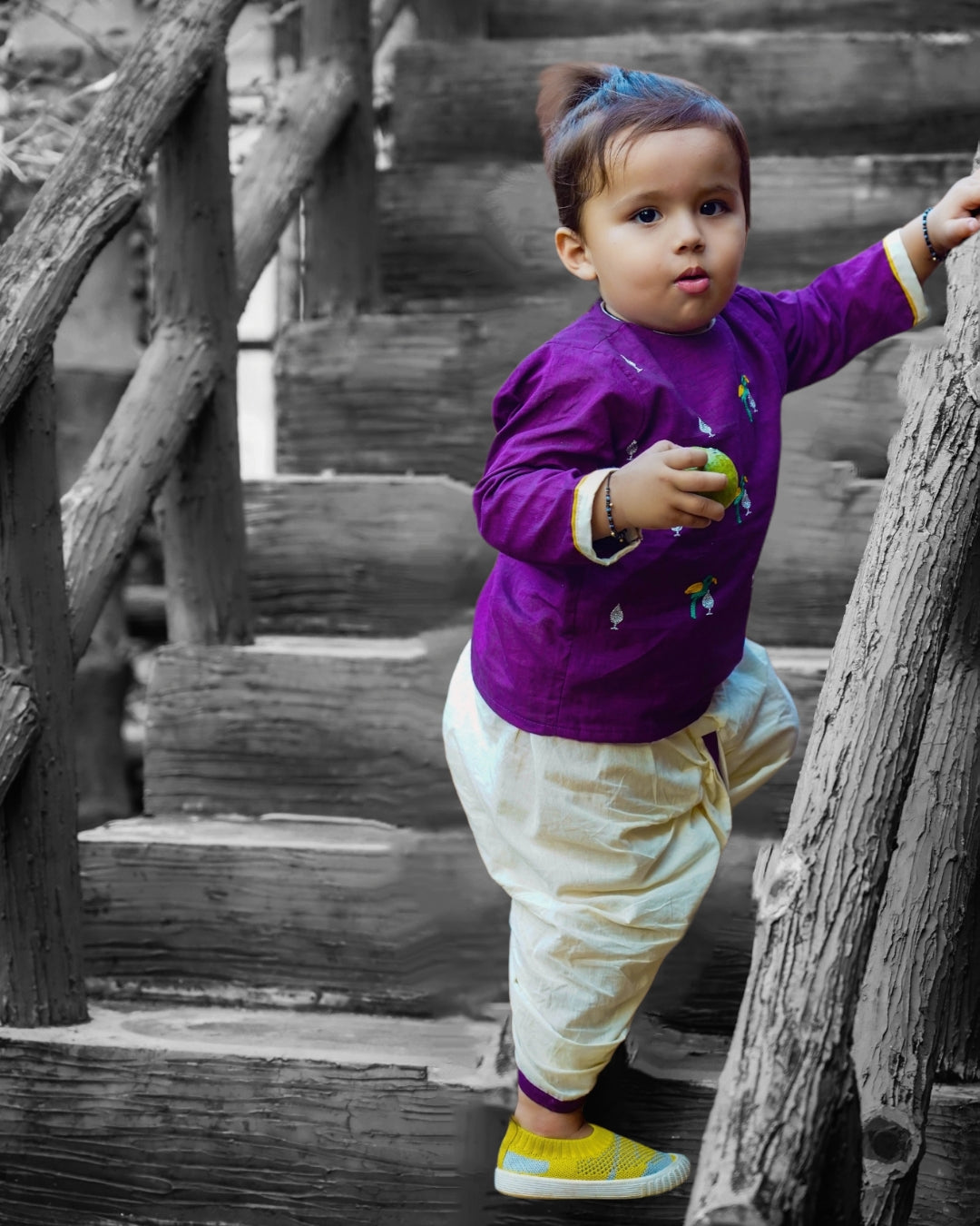 Bird Embroidery Dhoti Kurta Set For Baby Boy