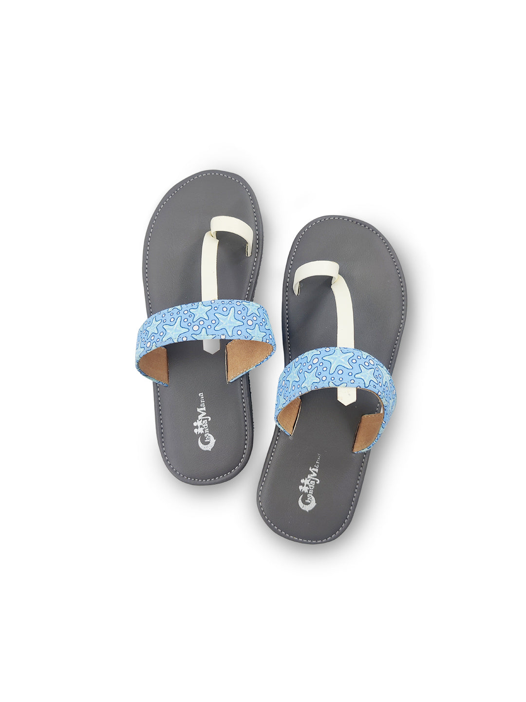 Boys Dark Grey Printed Ethnic One Toe Flats