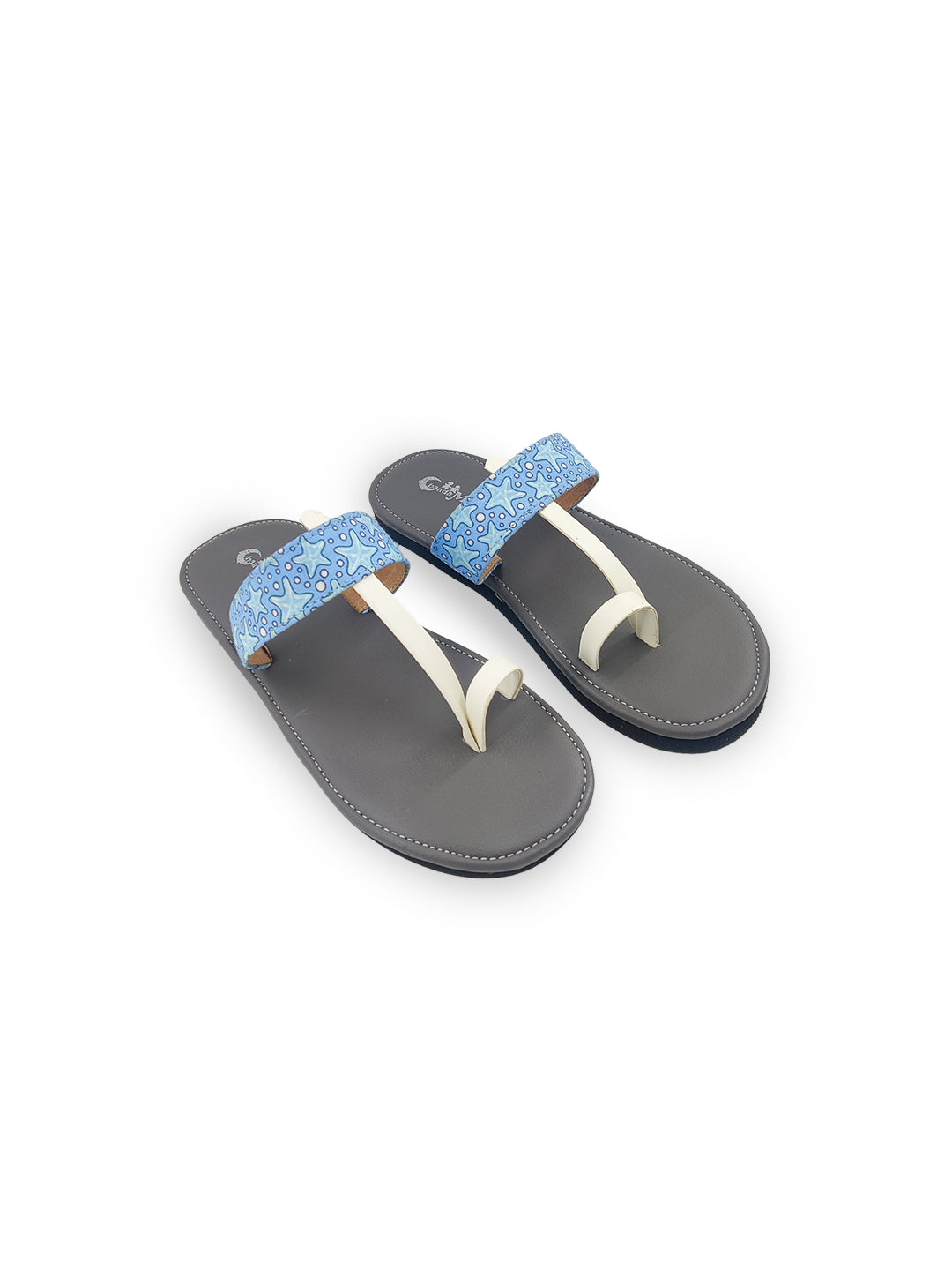 Boys Dark Grey Printed Ethnic One Toe Flats