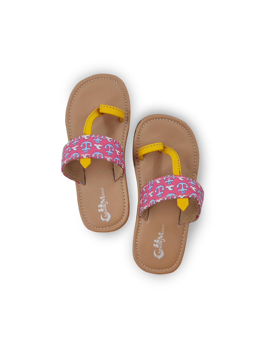Boys Tan Colour Printed Ethnic One Toe Flats