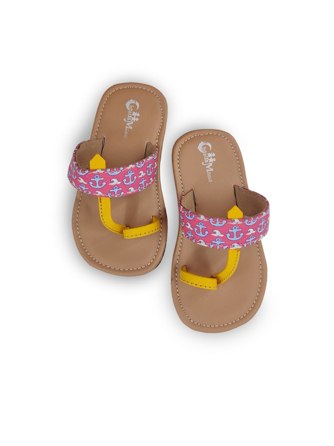 Boys Tan Colour Printed Ethnic One Toe Flats