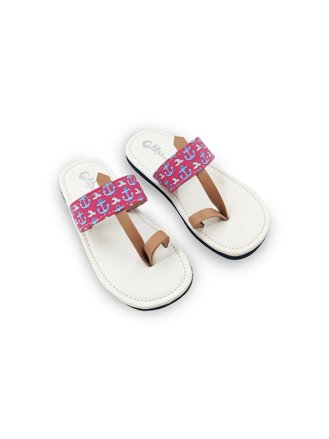 Boys White Ethnic One Toe Flats