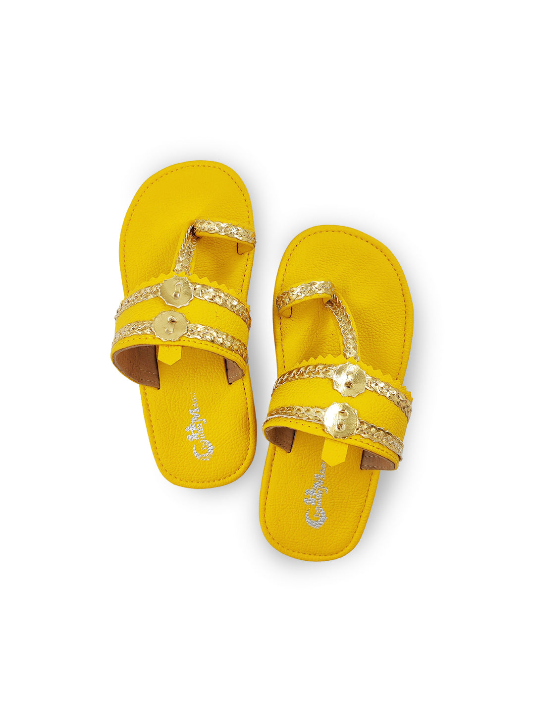 Girls Yellow Ethnic kolhapuri Comfort Sandal