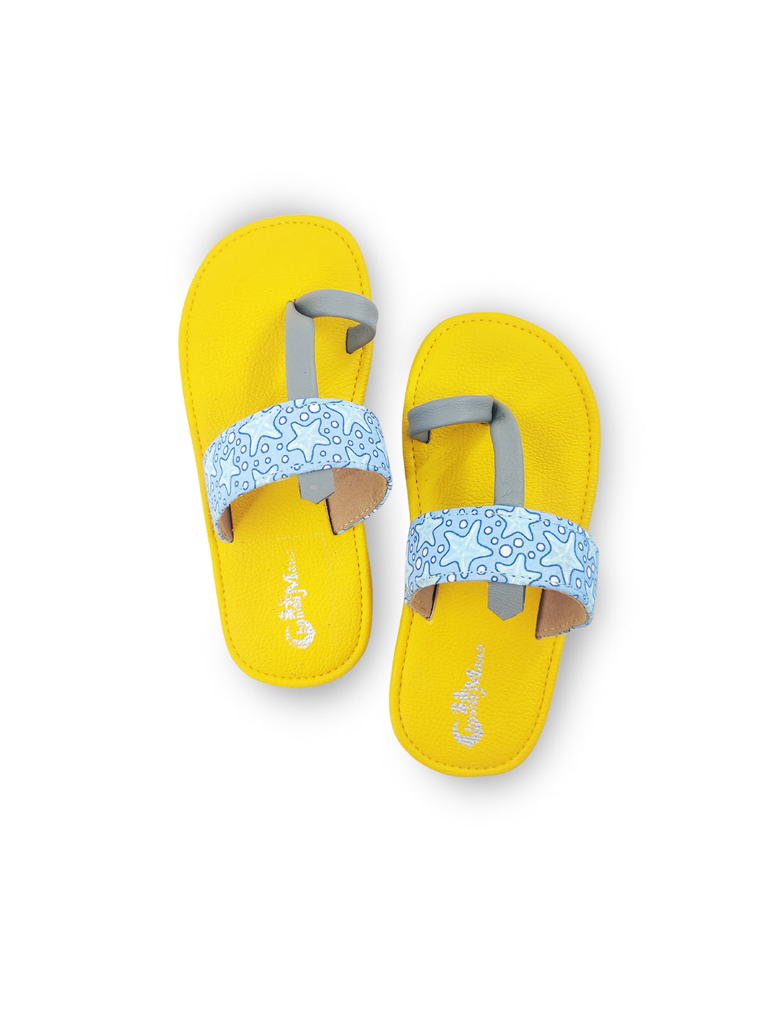 Boys Yellow Printed Ethnic One Toe Flats
