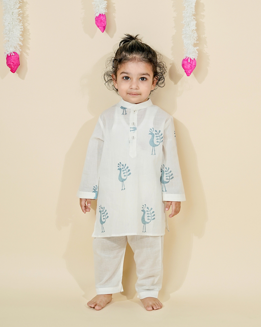 Peacock  Cotton Kurta Set for Baby Boy