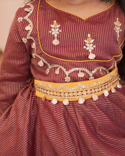 Festive Sparkle Maroon Anarkali for Little Girls