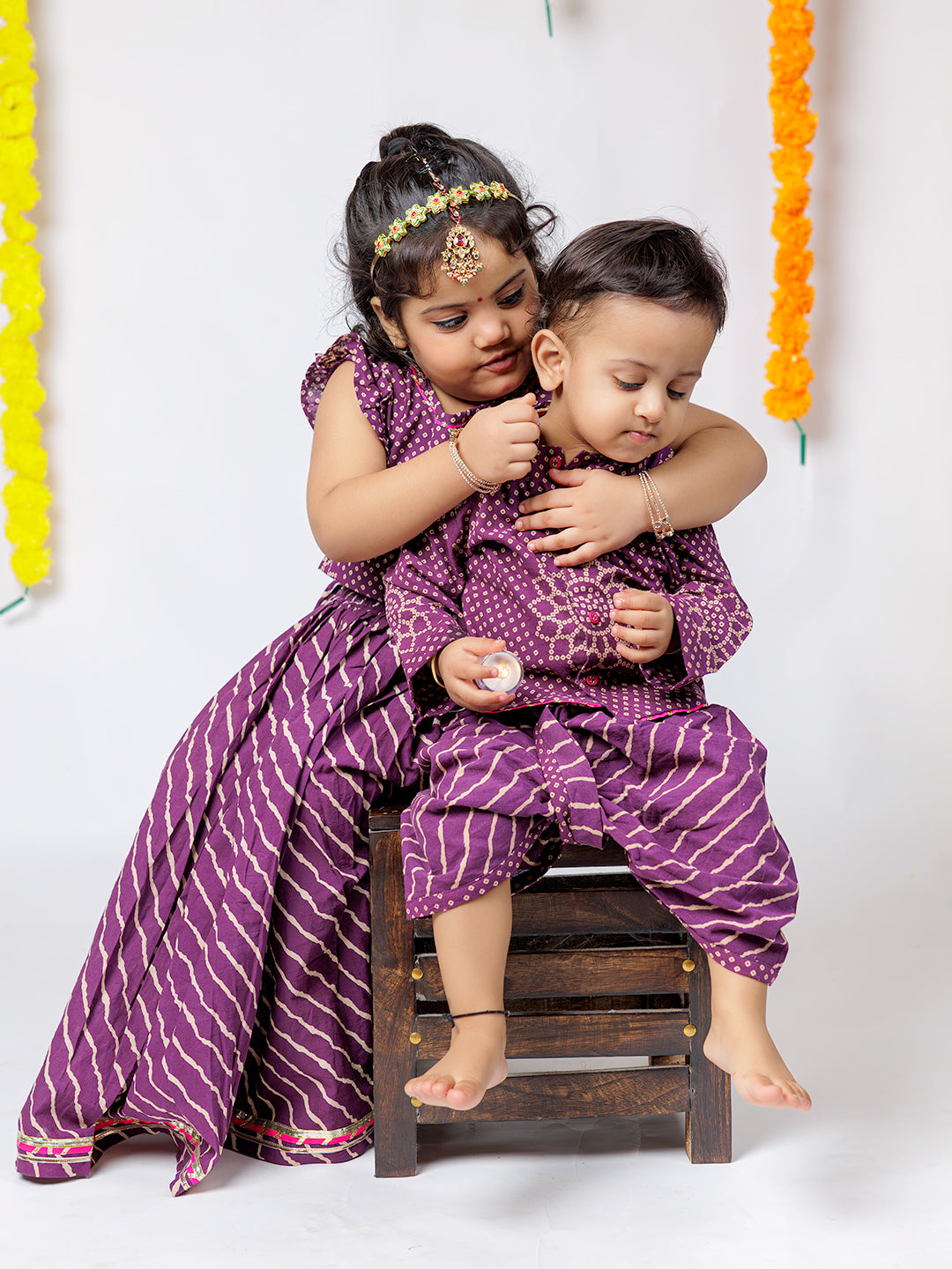 Festive Glow – Purple Ethnic Kurta Dhoti
