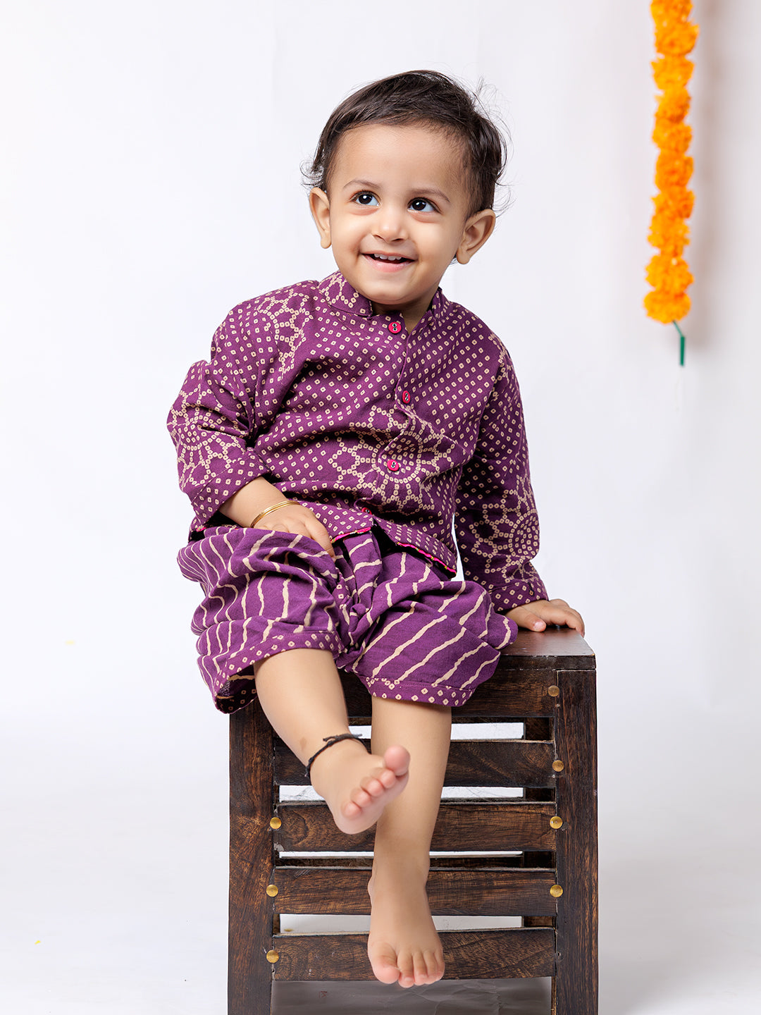 Festive Glow – Purple Ethnic Kurta Dhoti