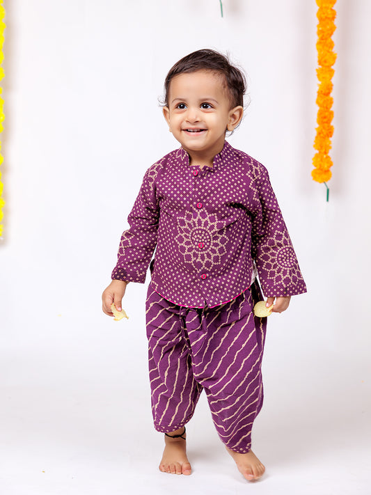 Festive Glow – Purple Ethnic Kurta Dhoti