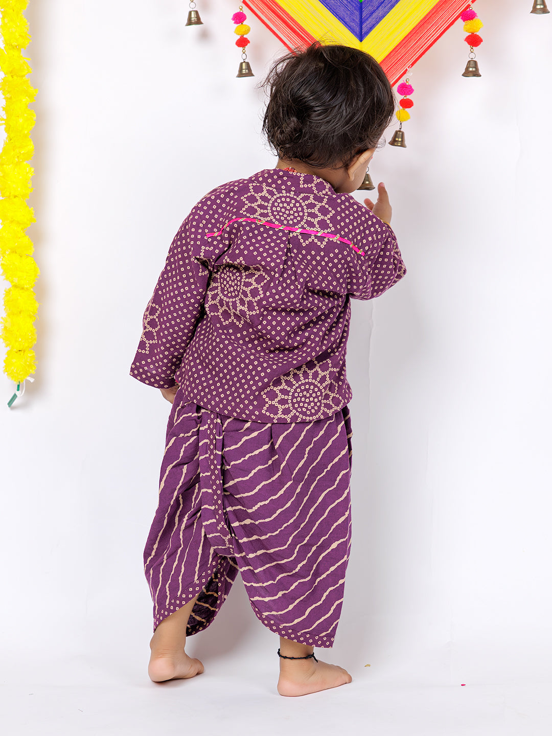 Festive Glow – Purple Ethnic Kurta Dhoti